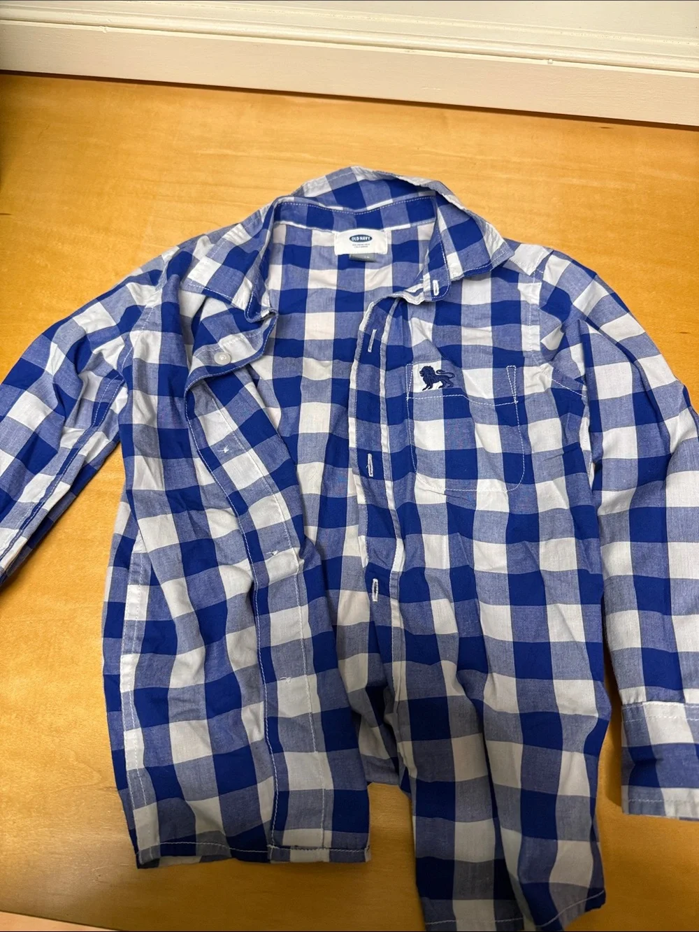 Old Navy Blue and White Check Button-Down Shirt